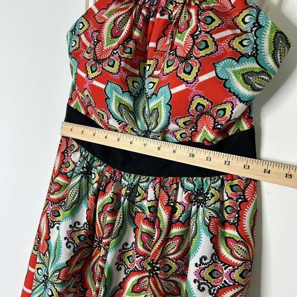 Eliza J Halter Maxi Dress Womens Size 6 Petite 6P Smocked Colorful Vacation - Picture 6 of 11